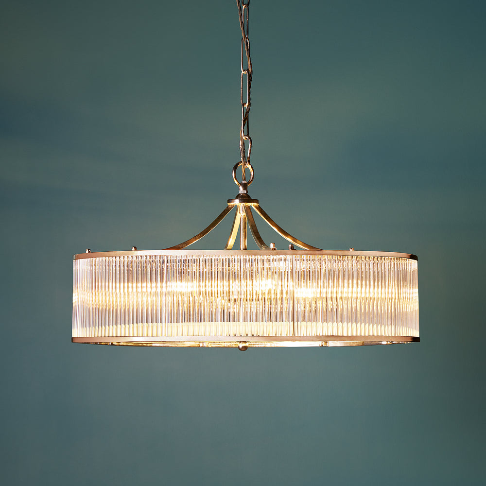 Athena Chandelier in nickel and glass