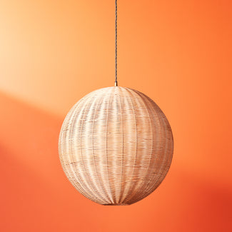 Hector ball pendant in natural rattan