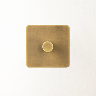 Lucian one gang dimmer switch in aged brass