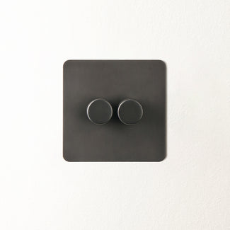 Lucian two gang dimmer switch in bronze