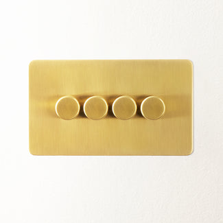 Lucian four gang dimmer switch in top brass