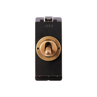 Lucian one gang intermediate toggle switch module in aged brass