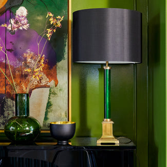 Longford table lamp in brass and olive acrylic