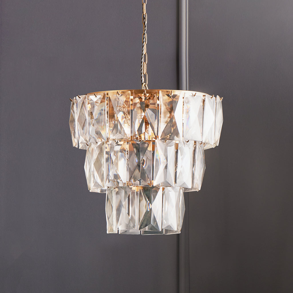 Conchita Prismatic Glass & Brass Chandelier | Modern Charm