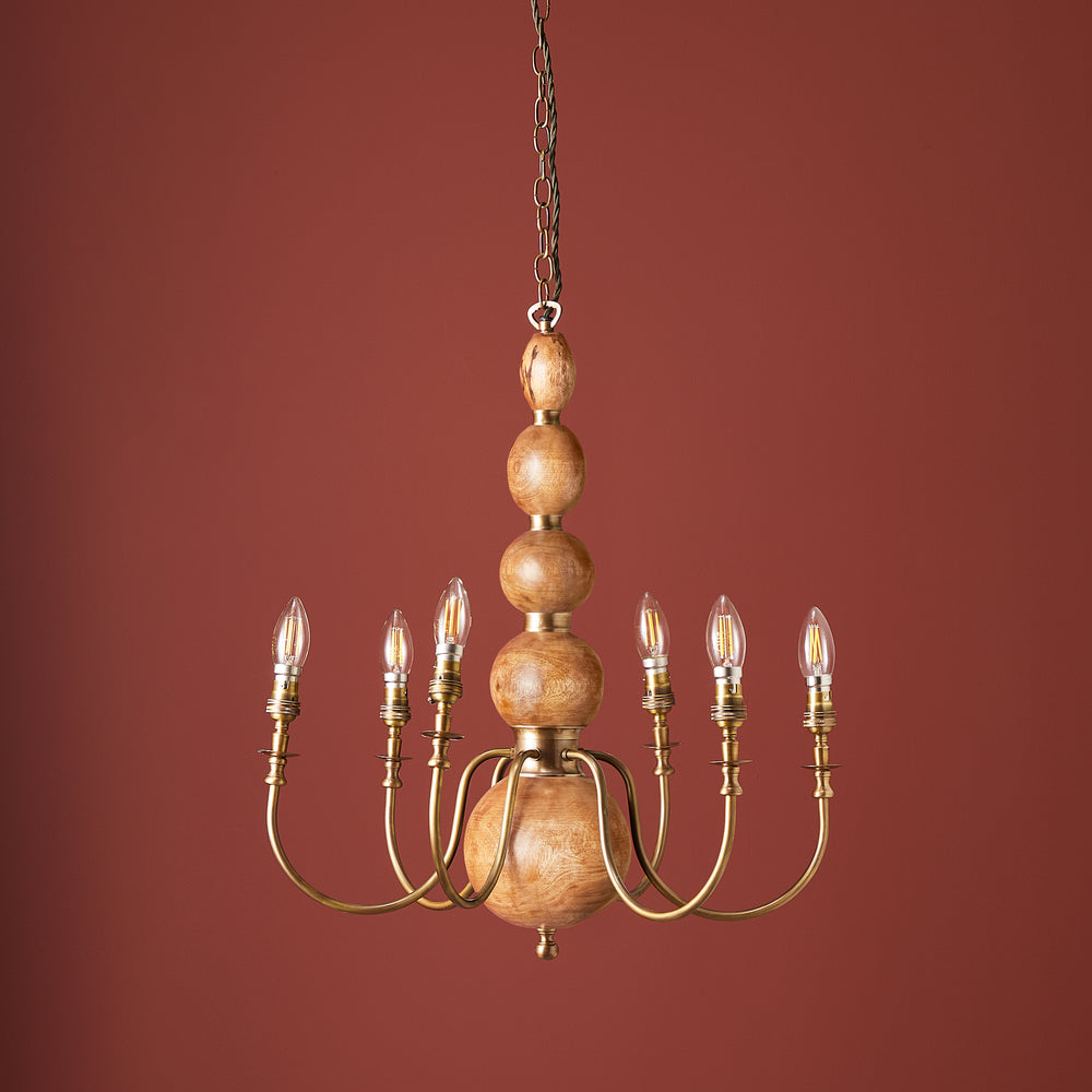 Natural wood online chandelier