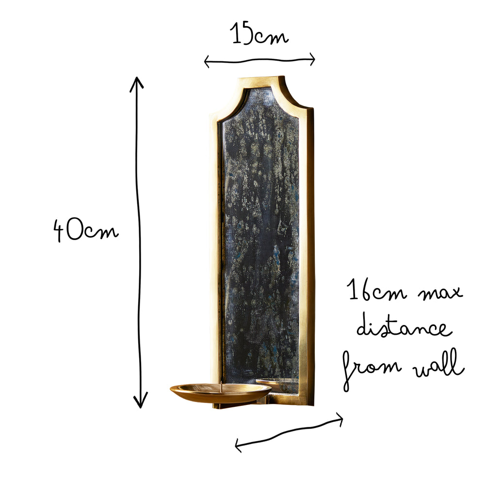 Beacon wall mounted candle holder in antiqued brass