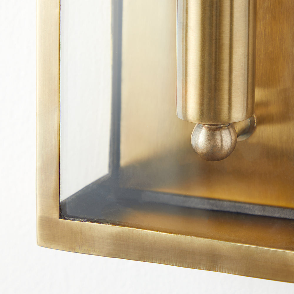 Orford long and thin IP44 exterior wall light in antique brass