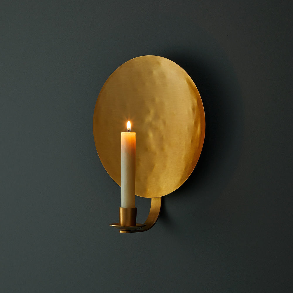 Celeste wall mounted candle holder in antique brass